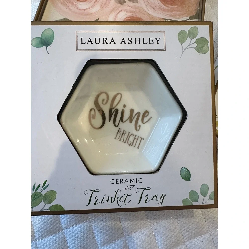 Laura Ashley Floral Notebook Pen Set & Shine Bright Ceramic Trinket Tray Bundle